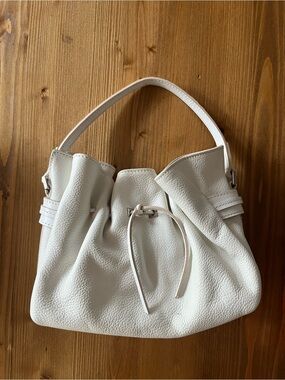 Karen Millen White Leather Mini Drawstring Bag